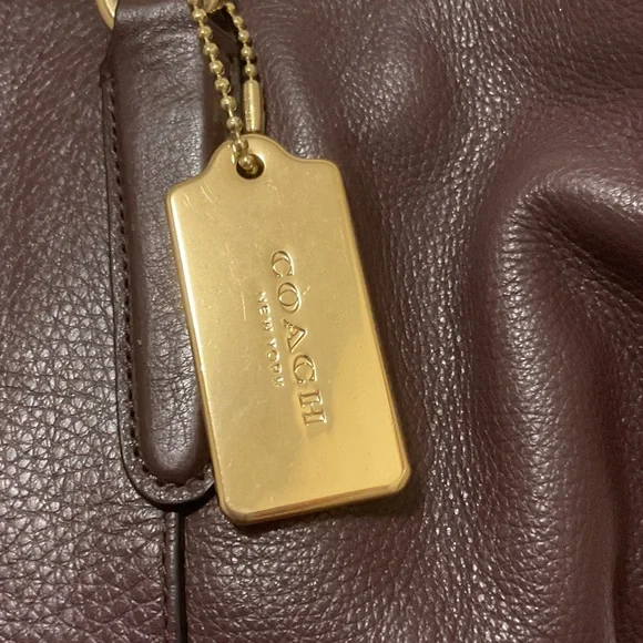 Coach Pebble Leather Tote with Gold Chains in Oxblood - Picture 2 of 13